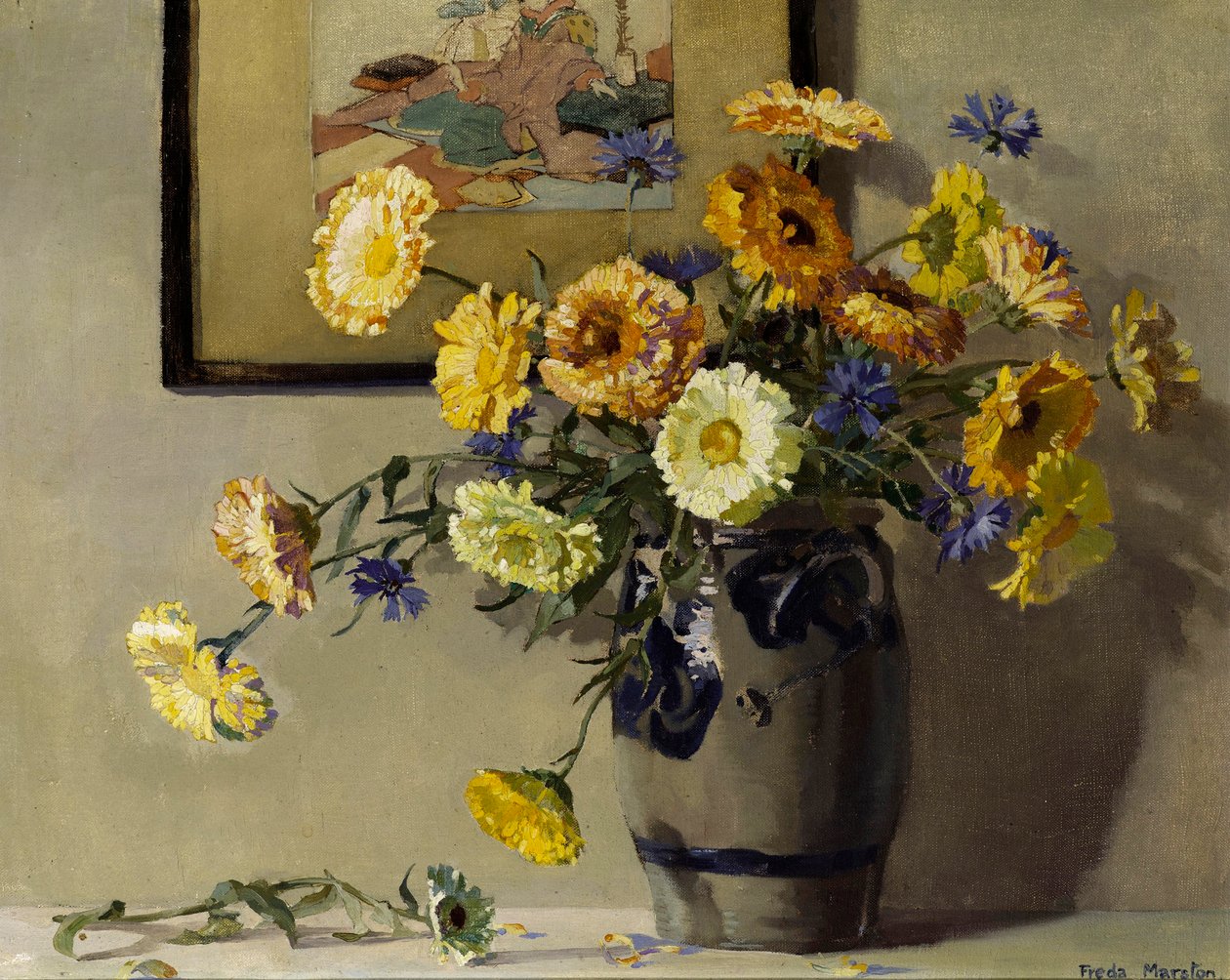 Marigolds, c.1920 (óleo sobre tela) de Freda Marston