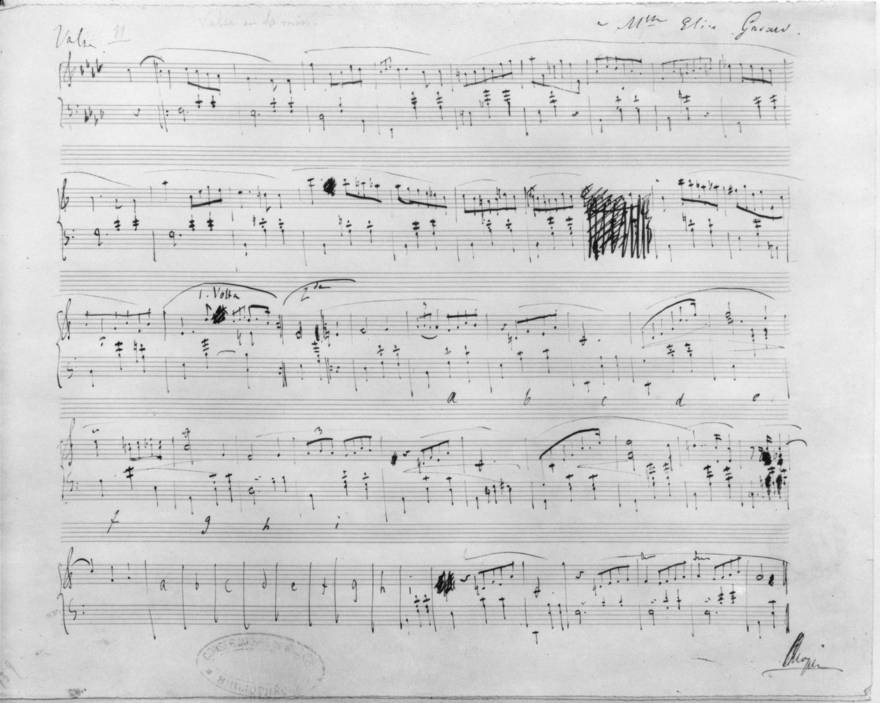 Ms.117, Valsa em Fá Menor, Opus 70, Número 2, dedicada a Elise Gavard de Frederic Chopin