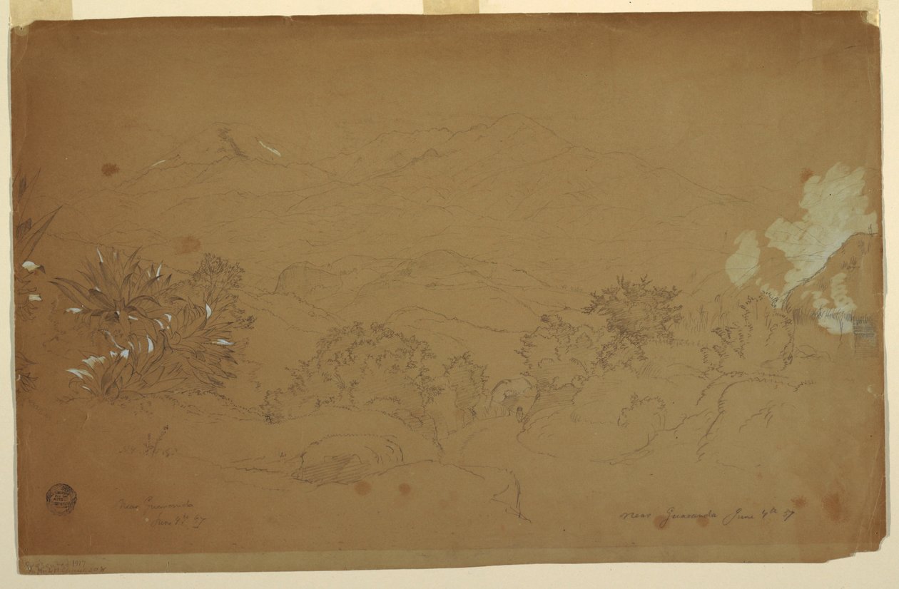 Desenho, Paisagem Perto de Guaranda, Equador, 4 de junho de 1857 de Frederic Edwin Church