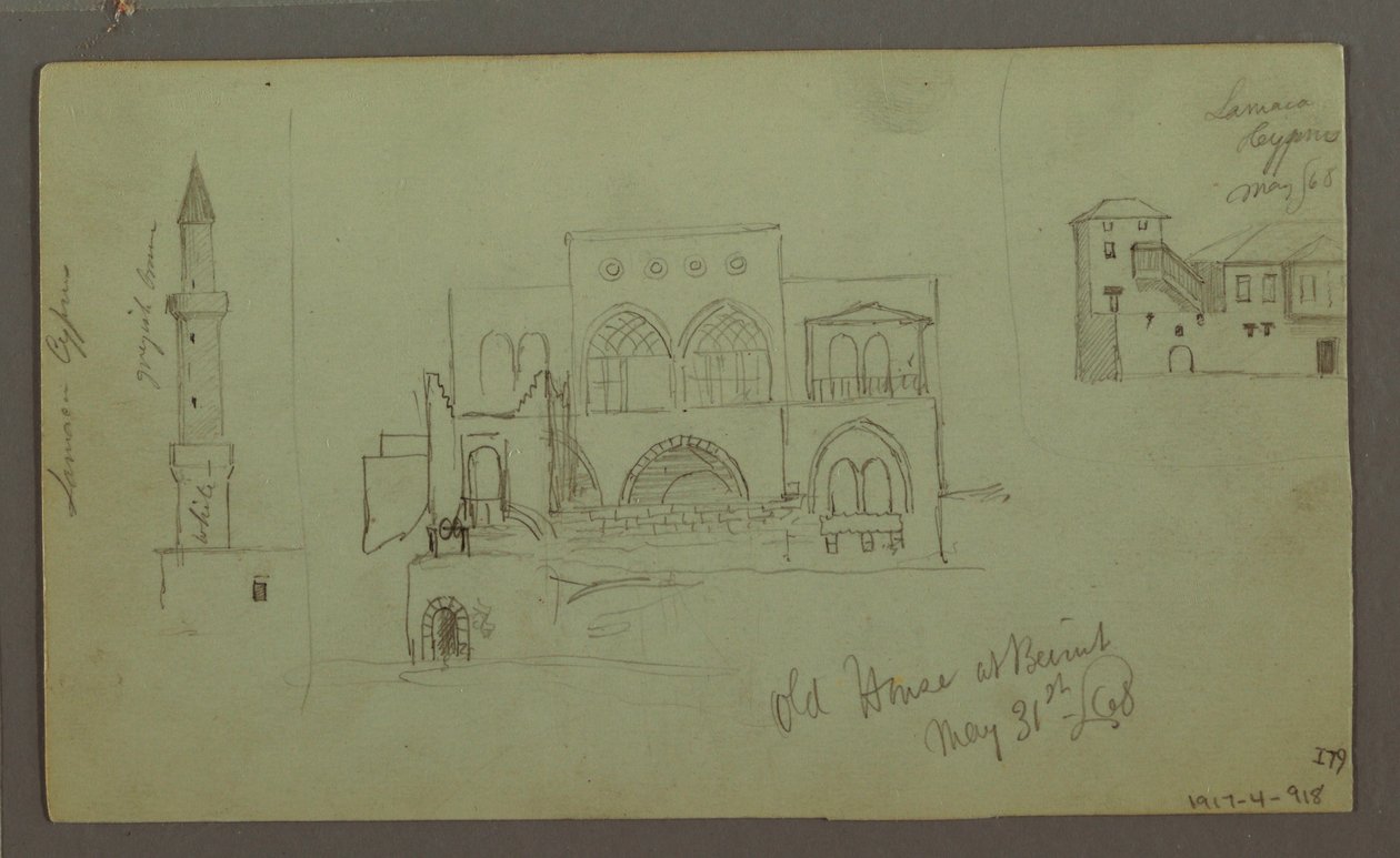 Desenho, Casa Velha, Beirute, 1868 de Frederic Edwin Church