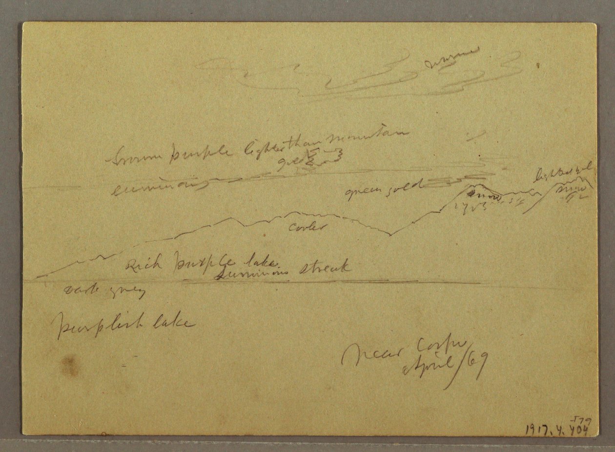 Desenho, estudo do céu sobre o mar de Frederic Edwin Church