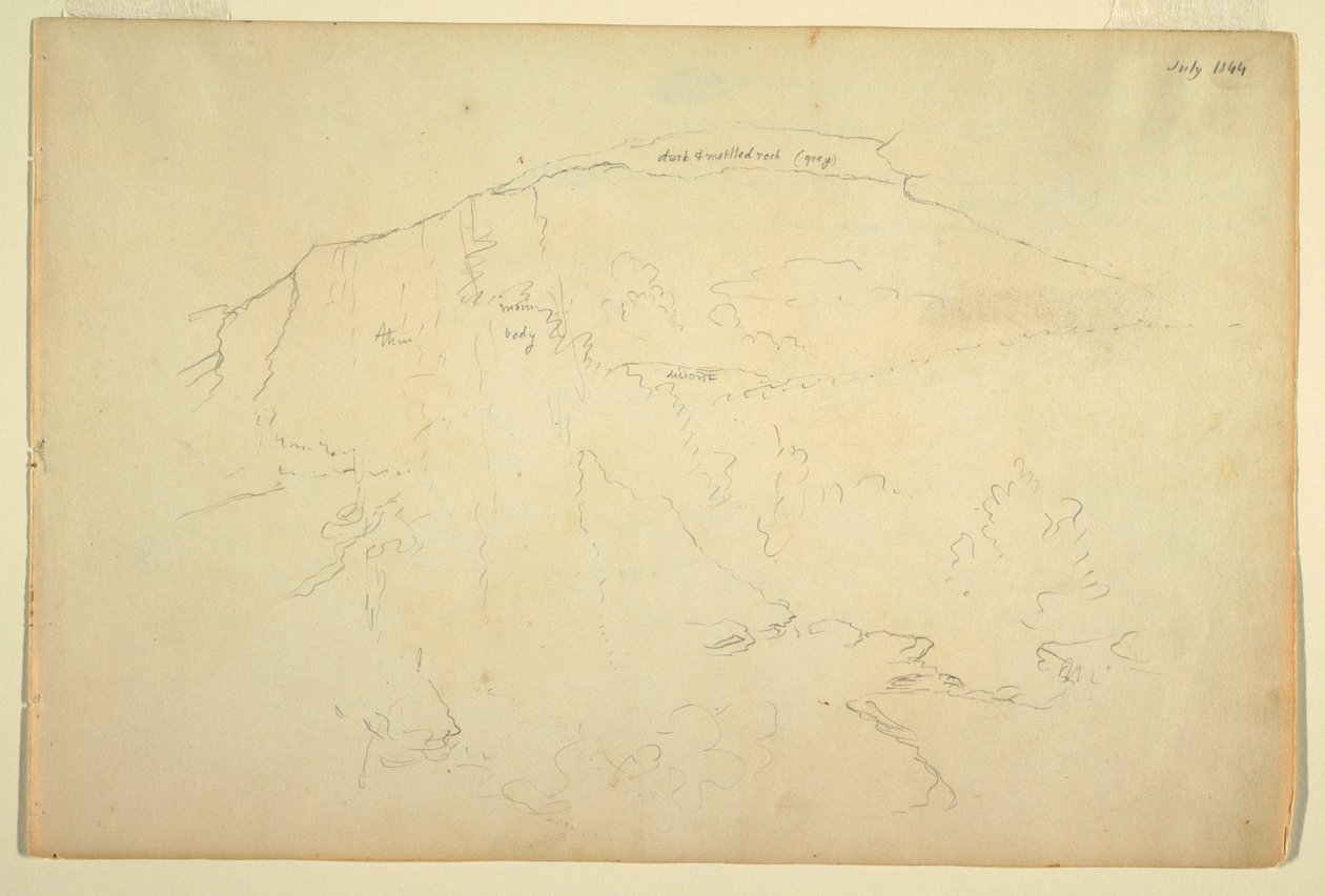 Desenho, encosta arborizada, Montanhas Catskill, julho de 1844 de Frederic Edwin Church