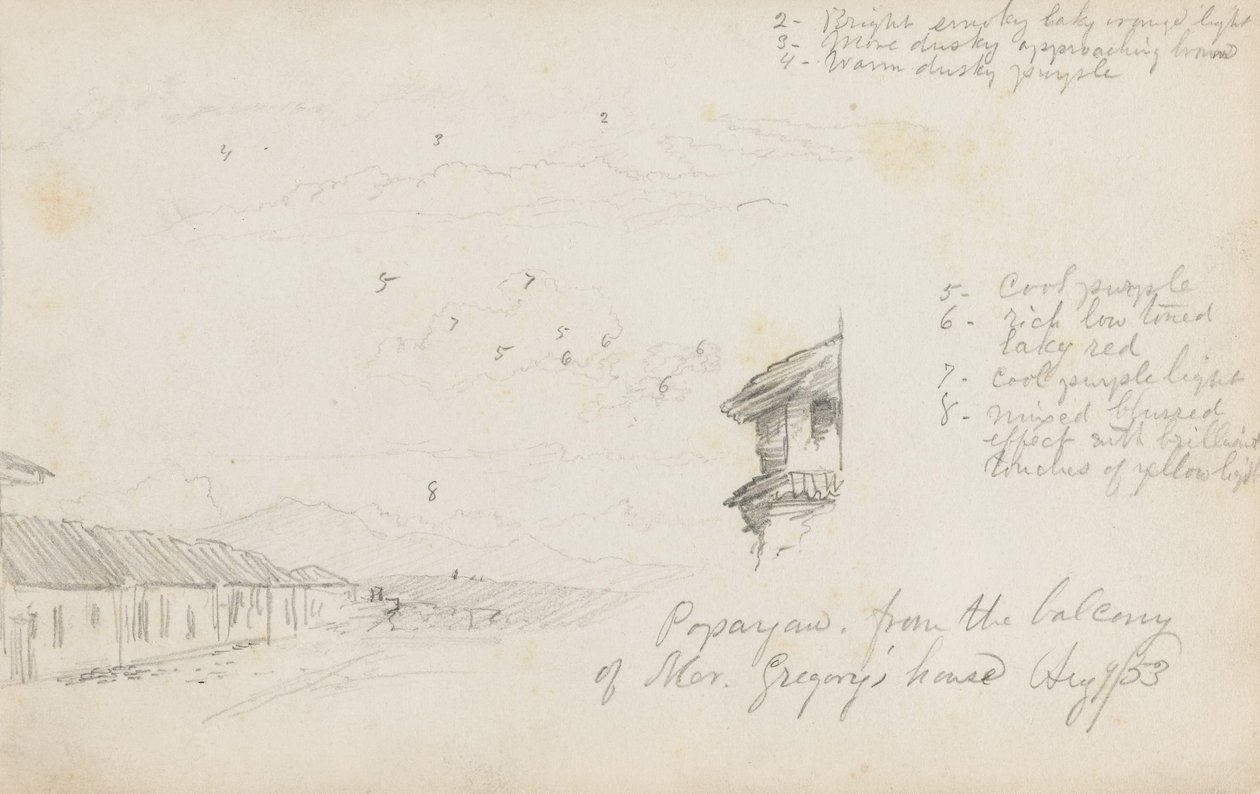 Popayan, Colômbia; Paisagem de Montanha Verso, Colômbia de Frederic Edwin Church