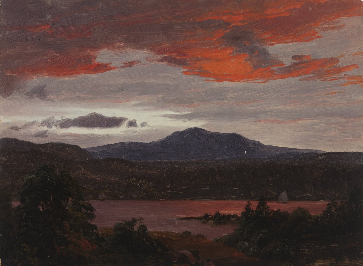 Turner Pond com pico de Pomola e pico de Baxter, Maine. de Frederic Edwin Church