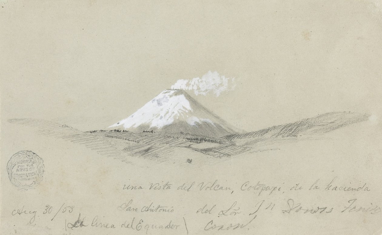 Vista, de, Cotapaxi, de, a, fazenda, san antonio, equador de Frederic Edwin Church