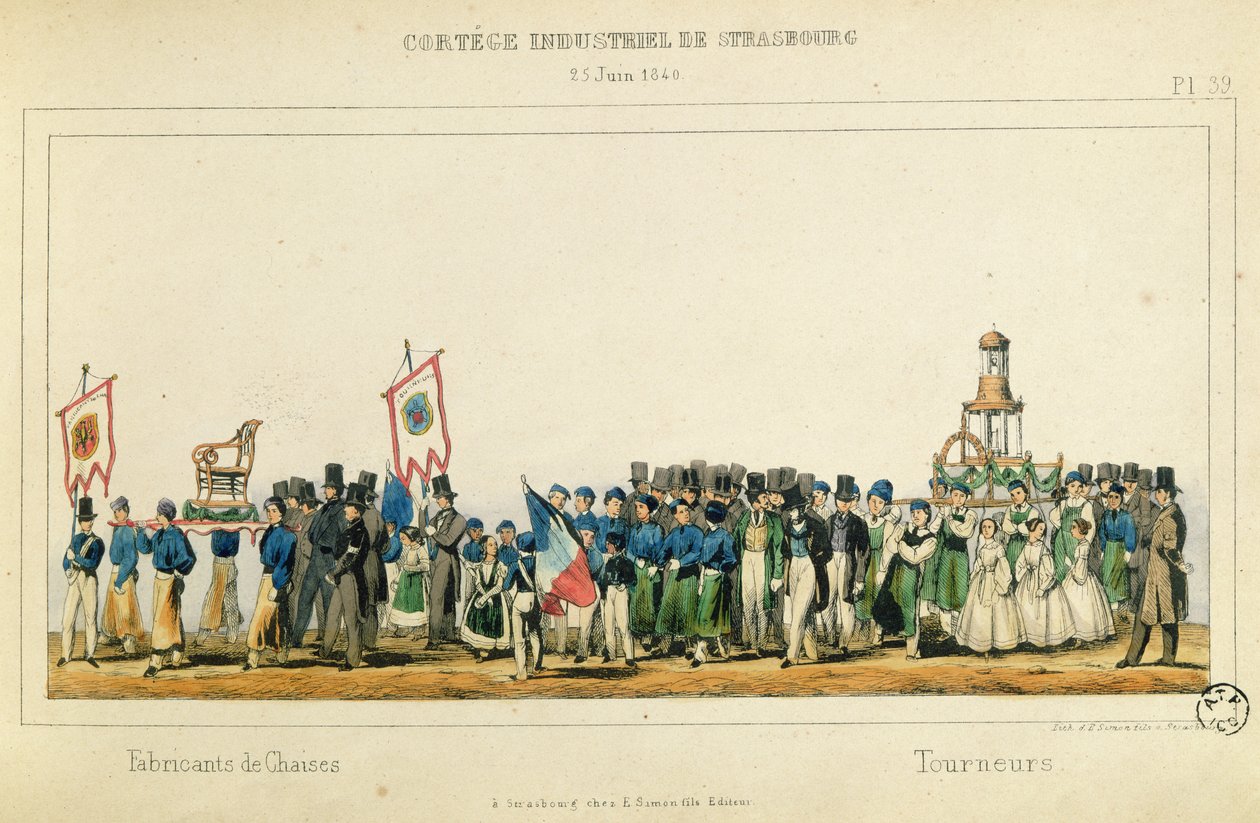 Procissão dos fabricantes de cadeiras em Estrasburgo, 25 de junho de 1840 de Frederic Emile Simon