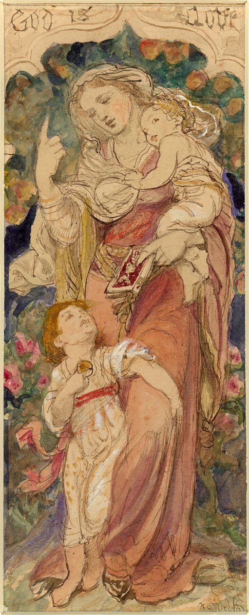 Uma mãe ensinando &39;Deus é amor&39; (tinta (marrom)) de Frederic James Shields