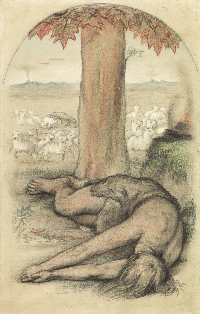 Alegoria da ociosidade (lápis e giz sobre papel) de Frederic James Shields
