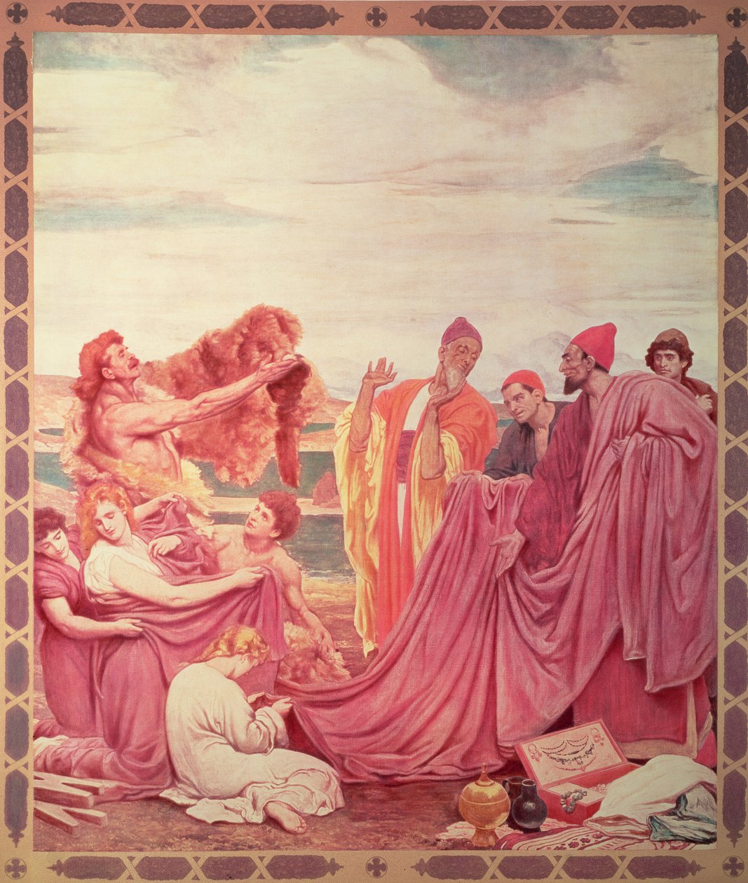 Phoenicians Trading with Early Britons, cópia de uma pintura na Royal Exchange, publicada em 1895 (processo fotomecânico) de Frederic Leighton