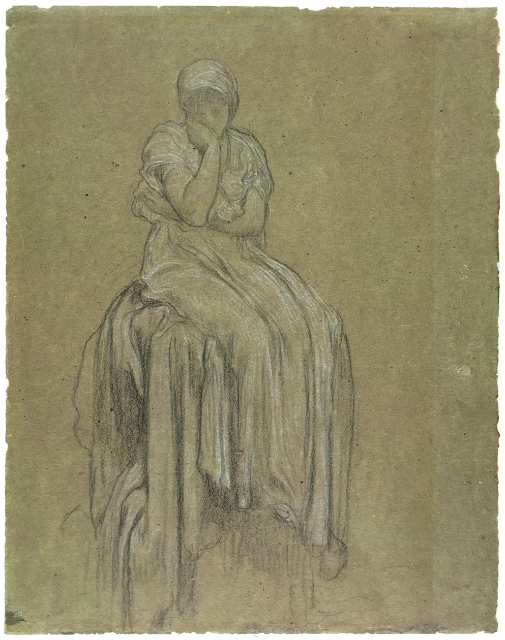 Estudo para a Solidão, c.1890 (giz no papel) de Frederic Leighton