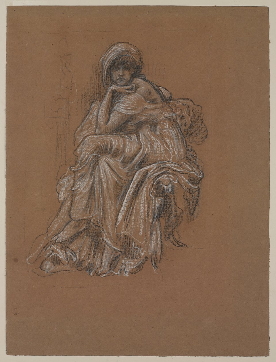 Estudo para a pintura Sybil. (carvão e giz em papel de wove) de Frederic Leighton