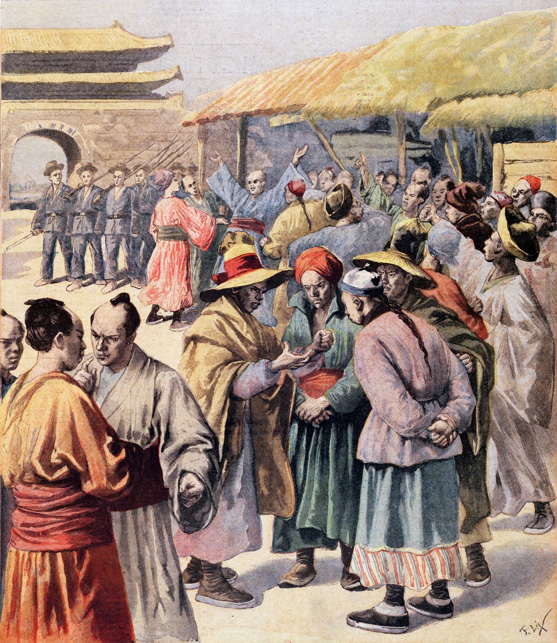 Distúrbios em Seul, capa do &39;Le Petit Journal&39;, 13 de agosto de 1894 de Frederic Theodore Lix