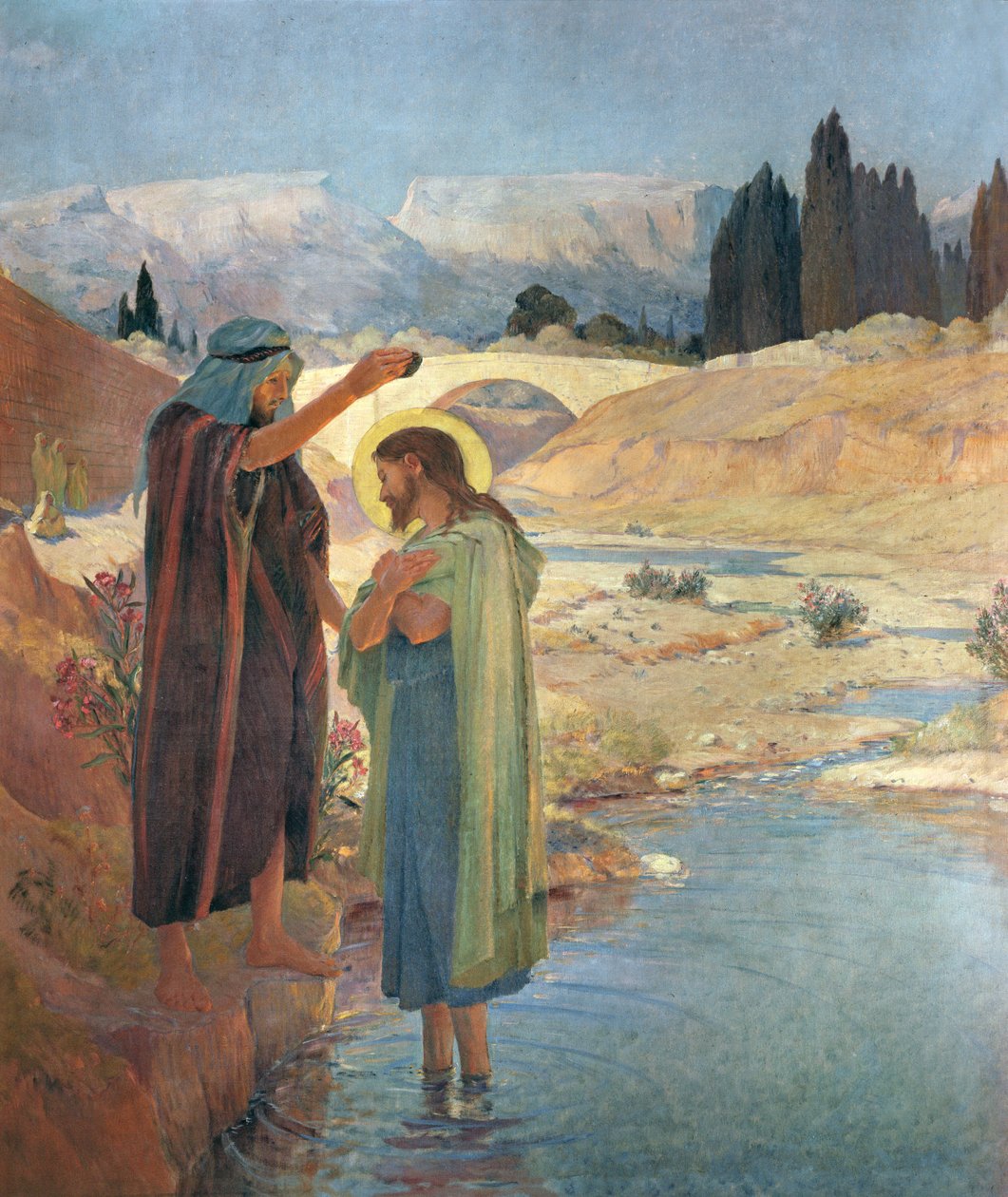 O batismo de Cristo nas águas do Jordão, 1917 de Frederic Montenard