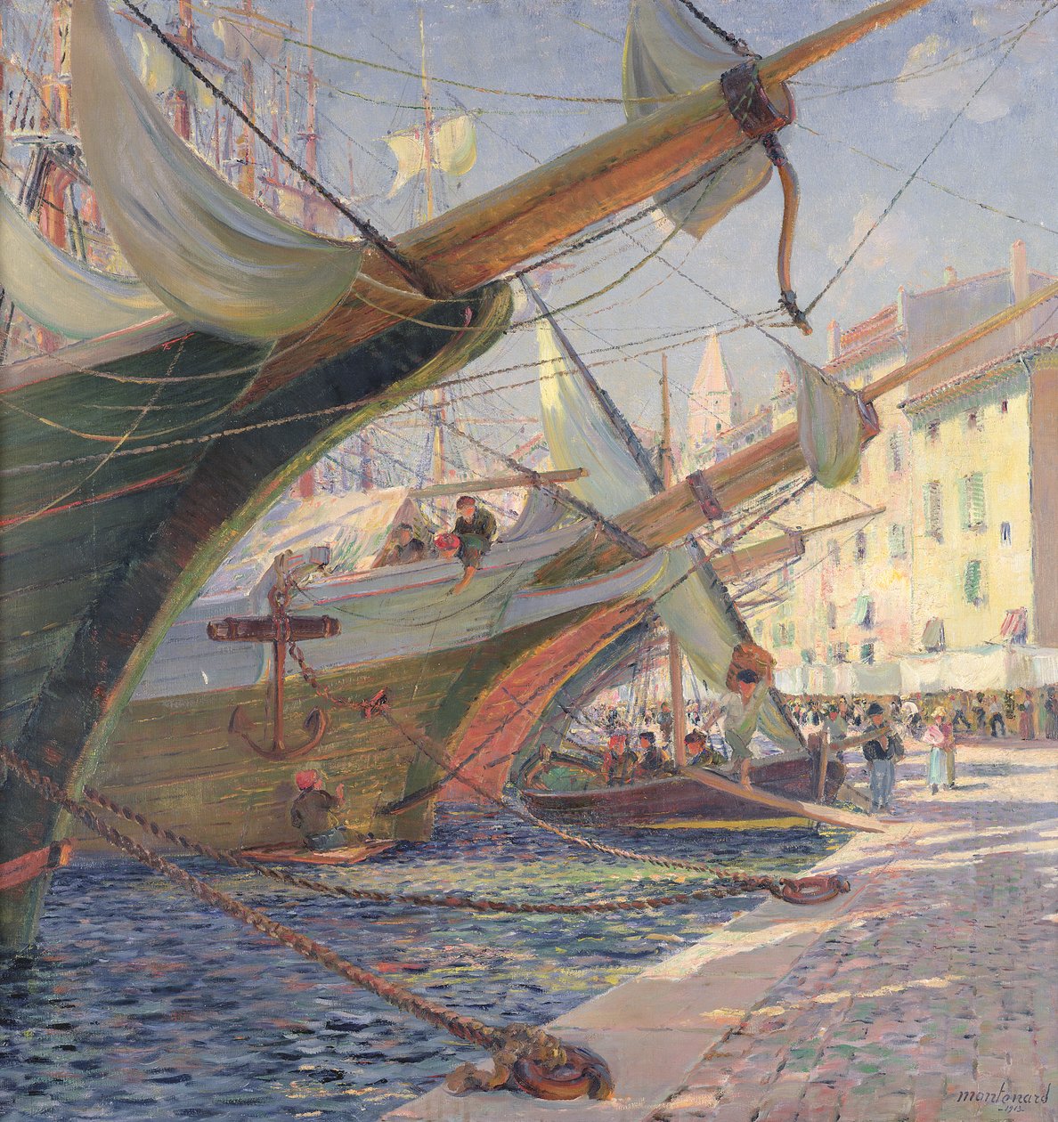 Vista de um porto do Mediterrâneo, 1913 de Frederic Montenard