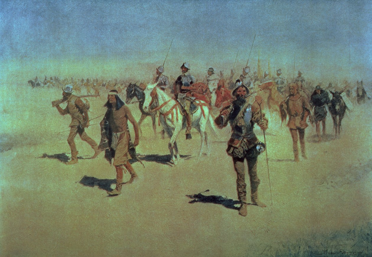 Francisco Vasquez de Coronado (c.1510-54) Fazendo o seu caminho através do Novo México, de &39;The Great American Explorers&39;, 1905 de Frederic Remington