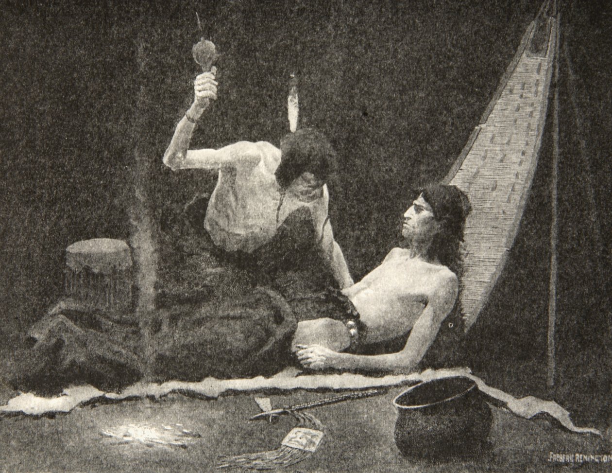 Eu posso te ferir forte, meu irmão, eu posso curar você, Hiawatha !, de The Song of Hiawatha, de Henry Wadsworth Longfellow (1807-82), pub. por George G. Harrap e companhia Ltd., 1911 de Frederic Remington