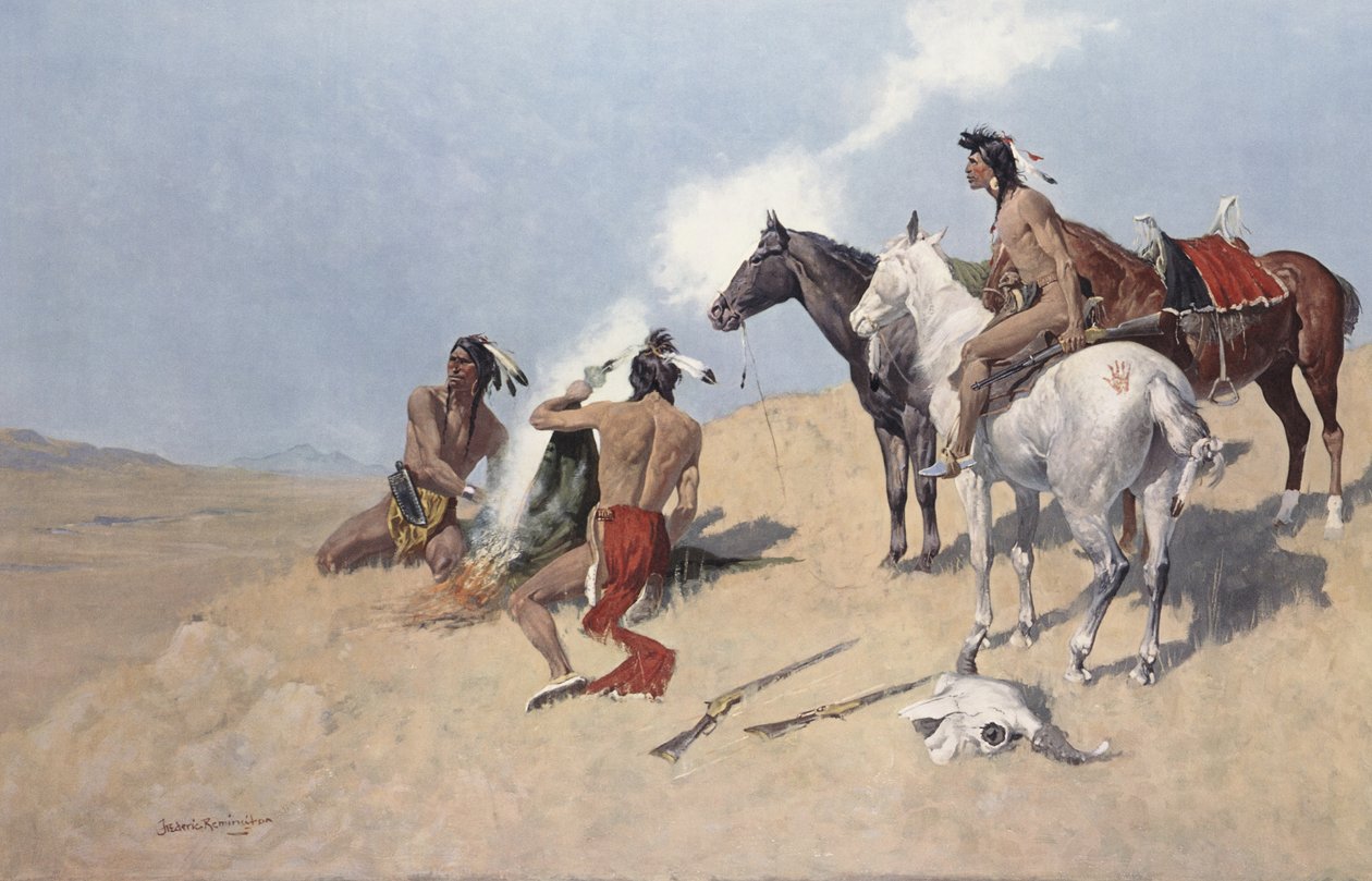 O sinal de fumaça, pub.c.1920 de Frederic Remington