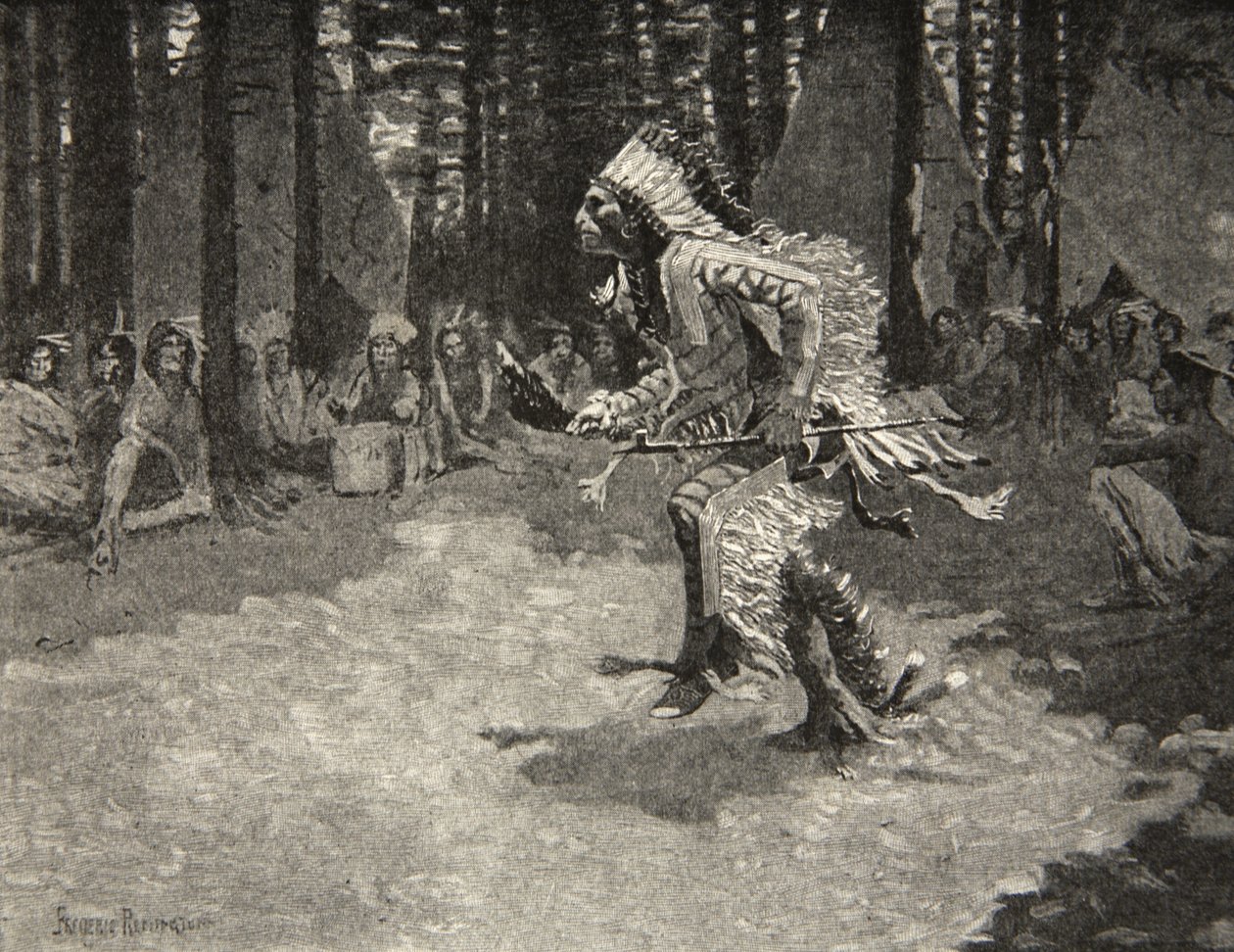 Através das sombras e do sol, Treading suavemente como uma pantera, de The Song of Hiawatha por Henry Wadsworth Longfellow (1807-82), pub. por George G. Harrap e companhia Ltd., 1911 de Frederic Remington