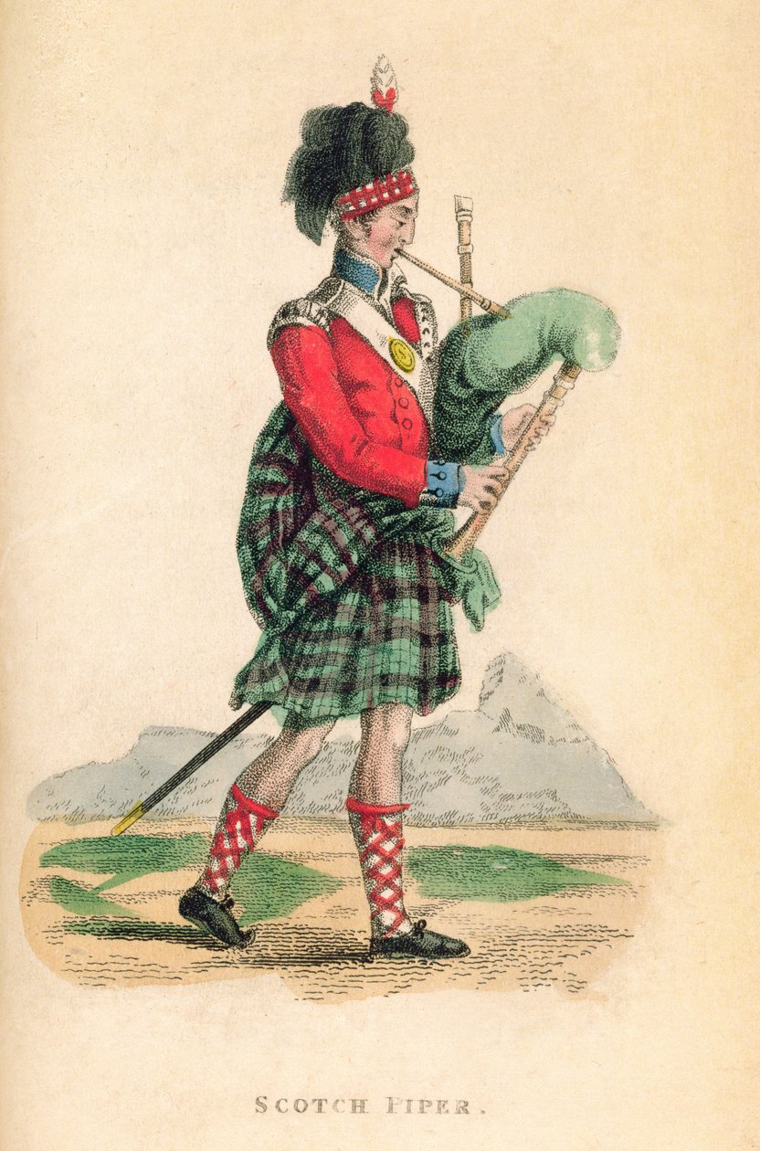 O escocês Piper de "World in Miniature" de Ackermann de Frederic Shoberl