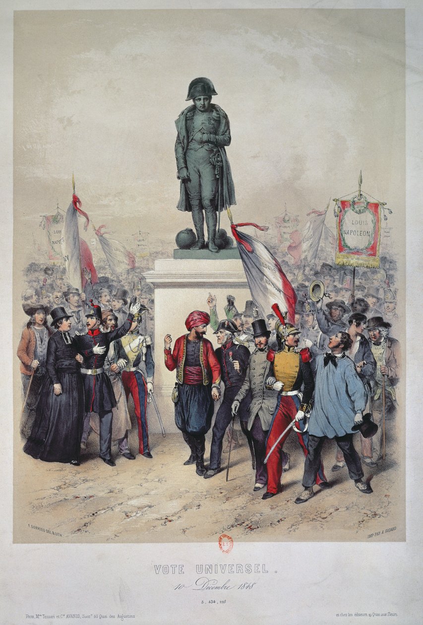 Sufrágio Universal, 10 de dezembro de 1848, eleição de Luís Napoleão Bonaparte (1808-1873), 1848-1849 de Frederic Sorrieu