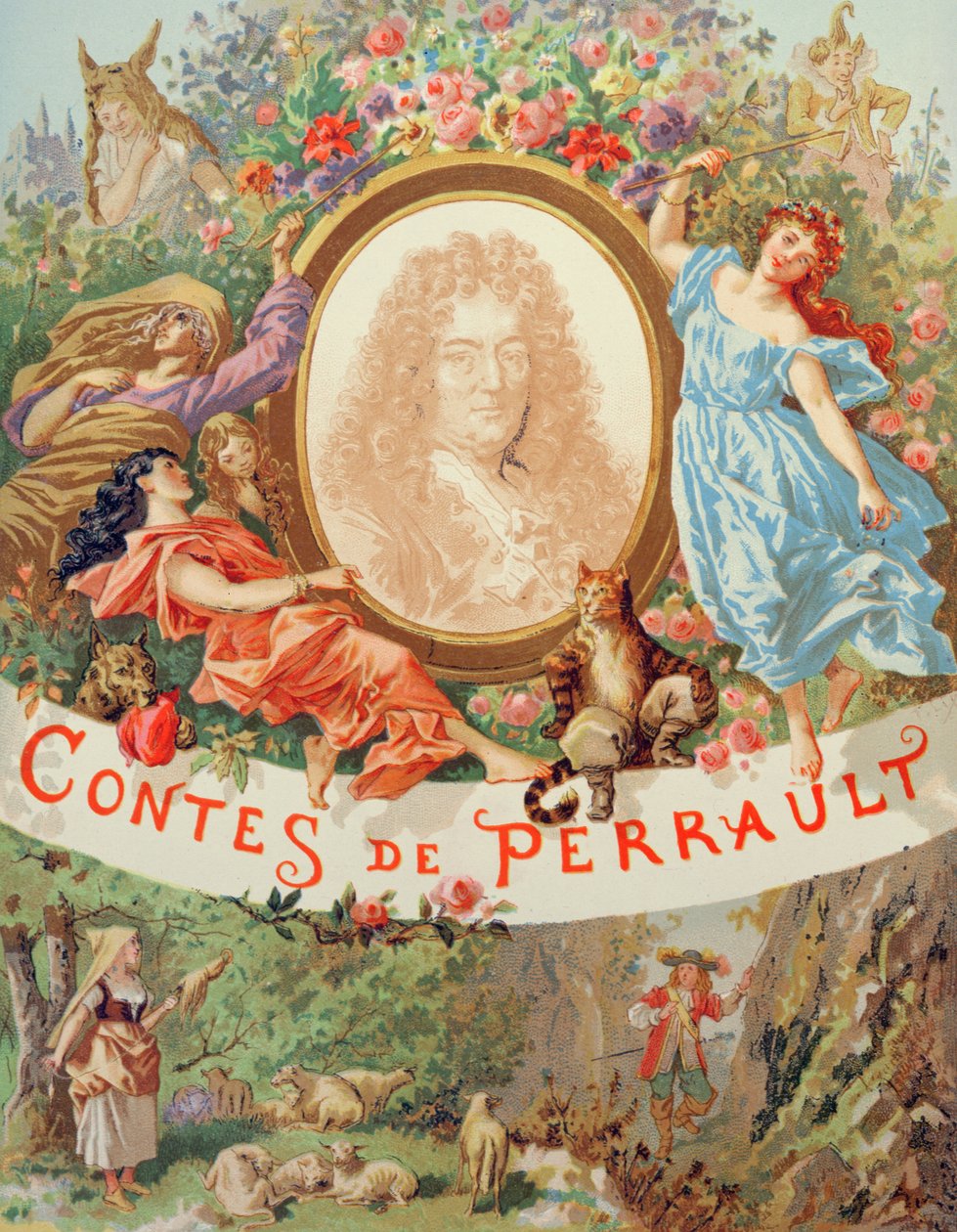 Ilustração de capa para &39;Contes de Perrault, publicado pelas edições Garnier, Paris, final do século XIX de Frederic Theodore Lix