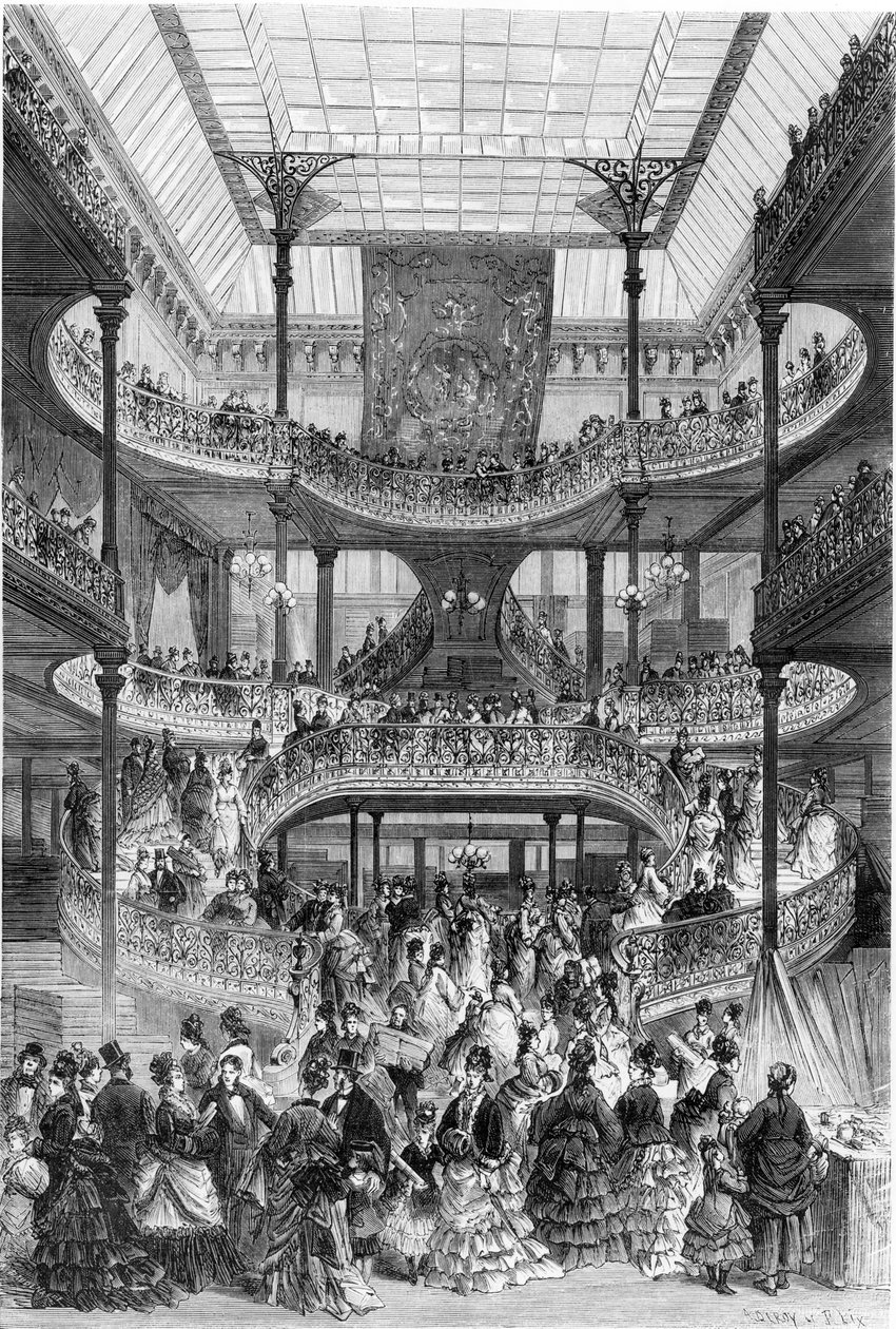 A nova escadaria em &39;Au Bon Marche&39;, de &39;Le Monde Illustre&39;, c.1875 de Frederic Theodore Lix