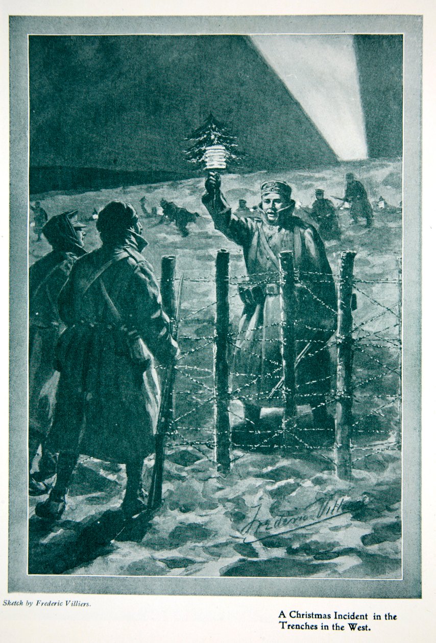A trégua do dia de Natal de 1914, de &39;O ano de 1915: um registro de realizações e eventos notáveis&39;, 1915 de Frederic Villiers