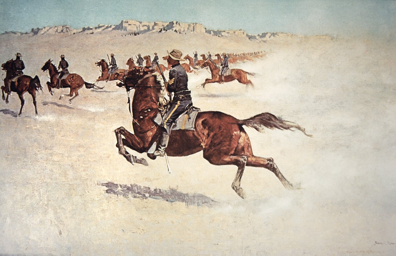 Buffalo Soldiers in Pursuit (cor litho) de Frederic (after) Remington
