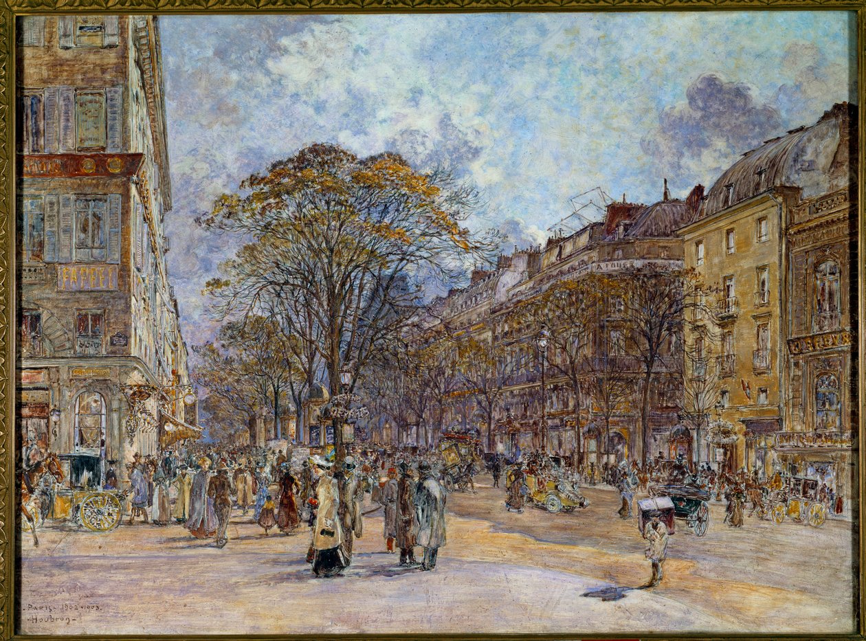 Le boulevard des Italians em Paris Pintura de Frederic Anatole Houbron (1851-1908) 1902 Sol. 0,55x0,73 m Paris, Musee Carnavalet - Boulevard des Italians em Paris. Pintura de Frederic Anatole Houbron (1851-1908) de Frederic Anatole Houbron