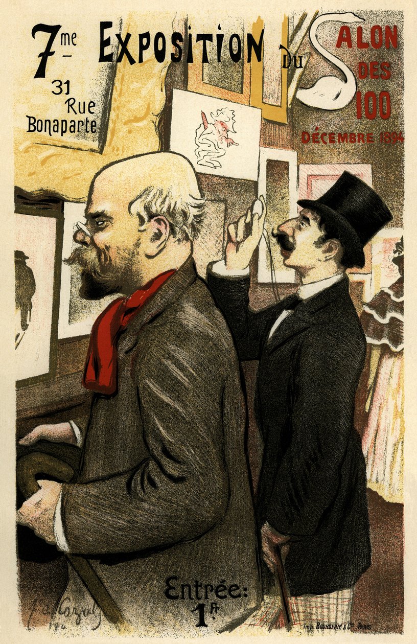 7ª Exposição do Salon des 100 de dezembro de 1894 Cartaz, 1894 de Frederic Auguste Cazals