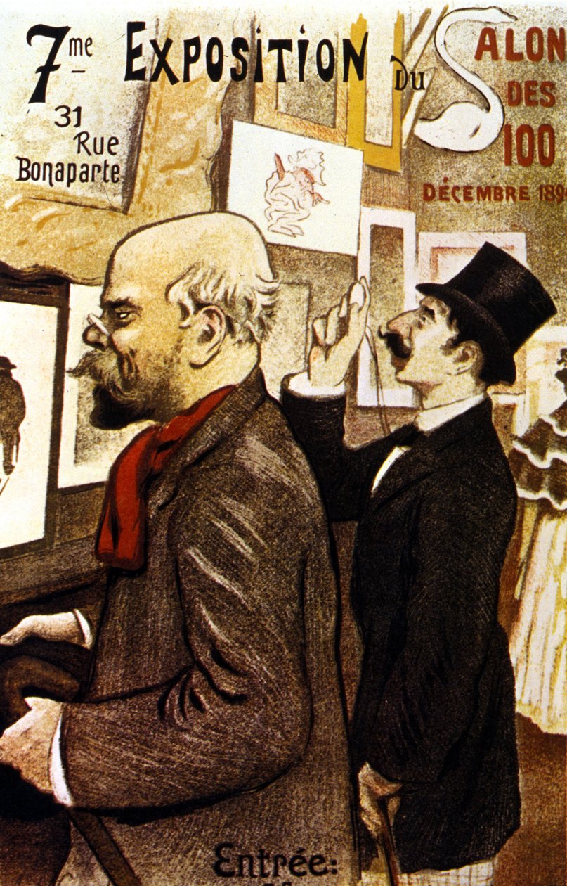 Cartaz da 7ª Exposição do Salon des 100. Dezembro de 1894. Paul Verlaine. de Frederic Auguste Cazals