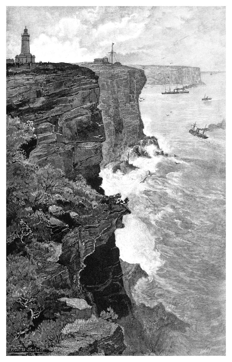 Sydney Heads do sul, Nova Gales do Sul, Austrália, 1886. de Frederic B. Schell
