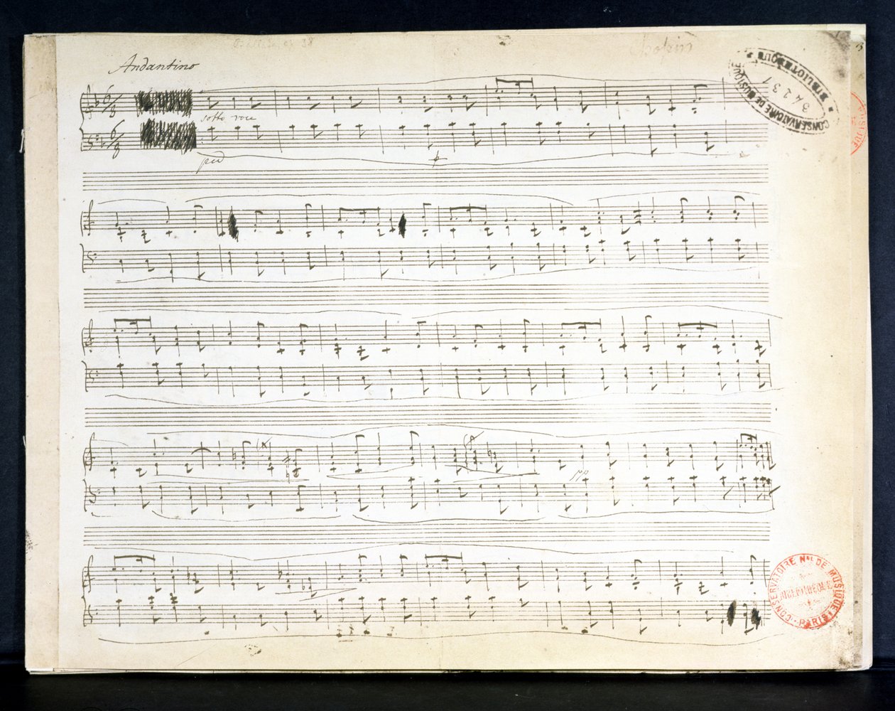 Fac-símile da pontuação de &39;Ballade Number 2 in F&39; de Frederic Chopin