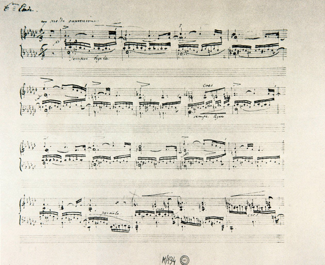 Partitura de "Etudes for piano opus 10" do compositor polaco Frederic Chopin (1810-1849) de Frederic Chopin