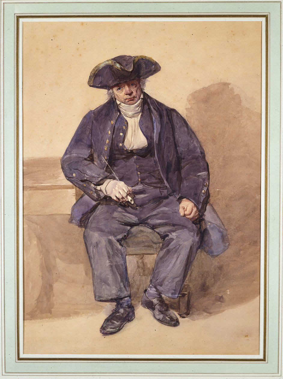 Retrato de John Adams, também conhecido por John Wilkinson, contramestre, 78 anos (aguarela) de Frederic Cruikshank