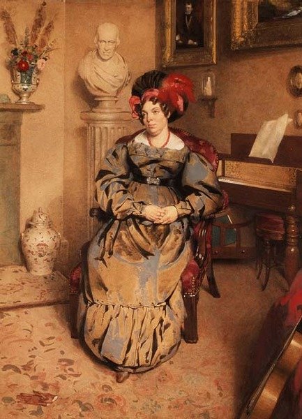 Retrato de uma senhora sentada (aguarela) de Frederic Cruikshank