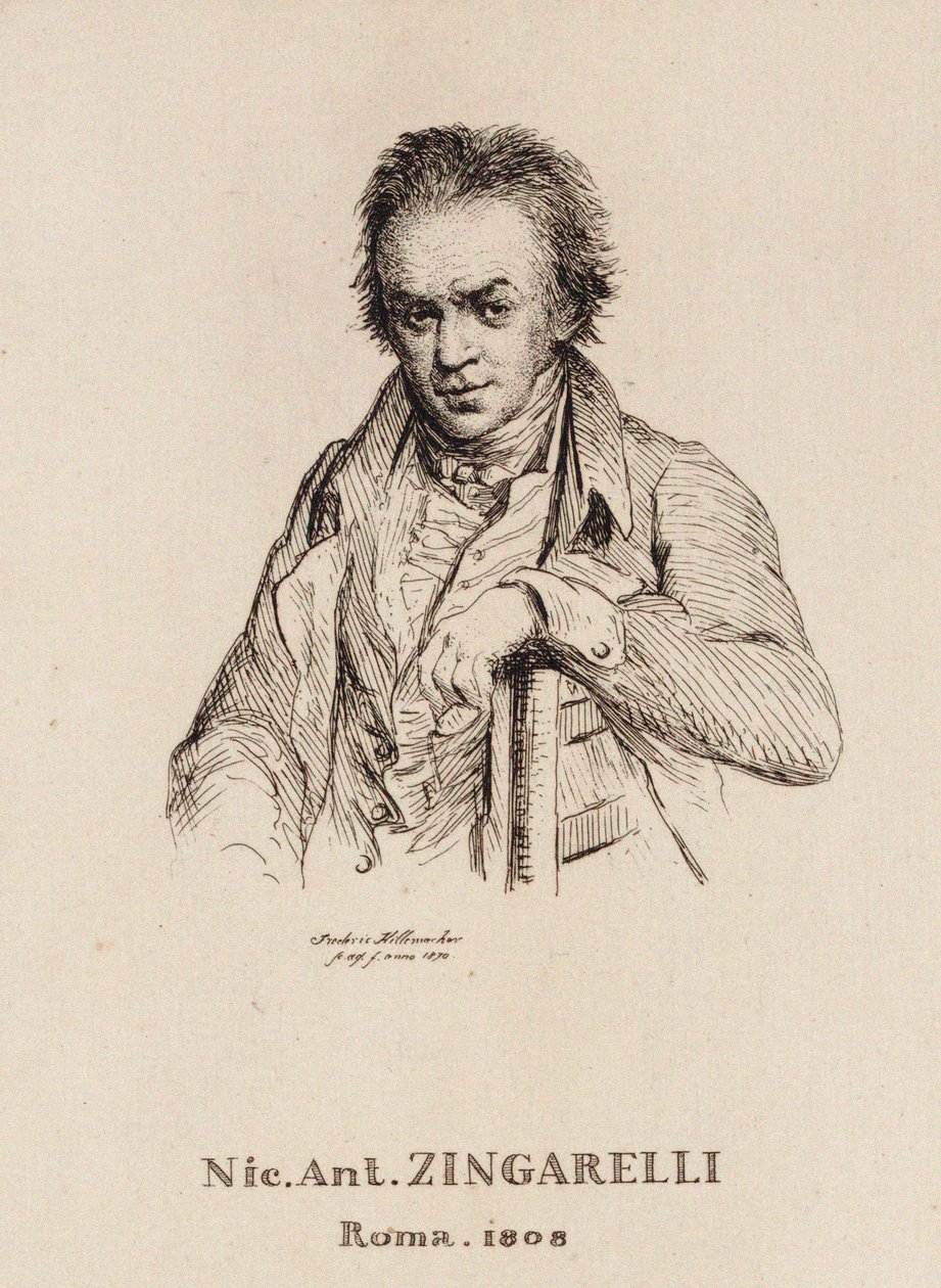 Retrato do Compositor Nicola Antonio Zingarelli 1752-1837. de Frederic Desire Hillemacher