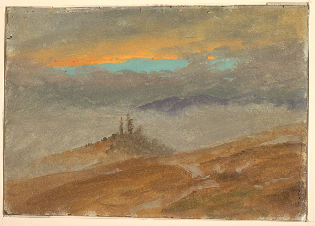 Estudo de nuvens, acima da paisagem de inverno de Frederic Edwin Church