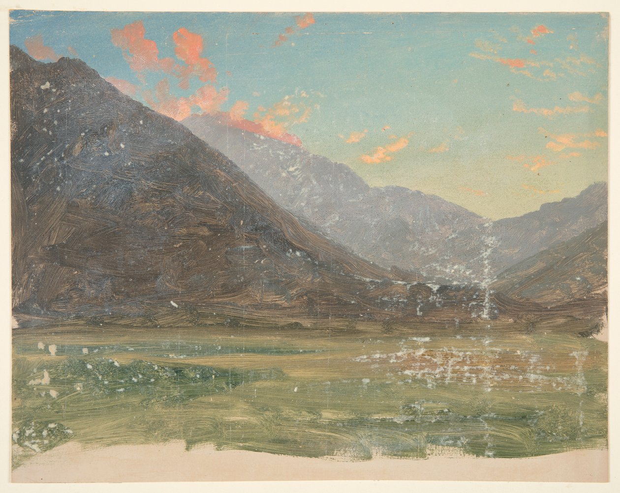 Vale profundo, com nuvens iluminadas pelo pôr do sol de Frederic Edwin Church