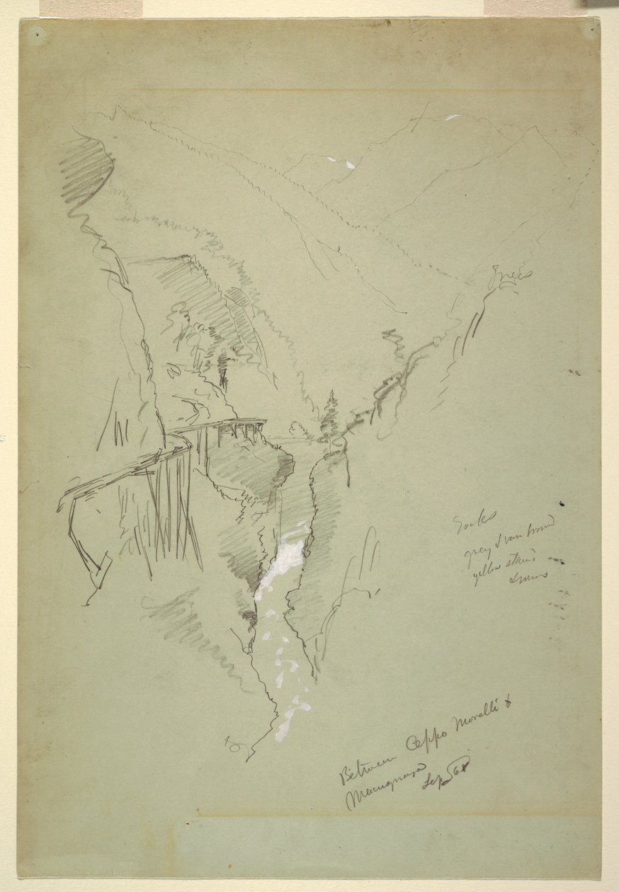 Desenho, Um desfiladeiro entre Ceppo Morelli amp; Macugnaga, 11-12 de setembro de 1868 de Frederic Edwin Church