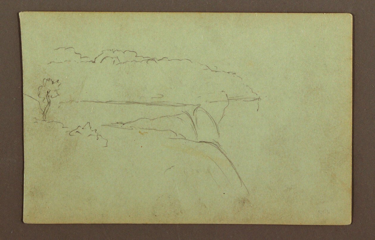Desenho, Cataratas americanas sob um céu nublado, rio Niagara, possivelmente 1856 de Frederic Edwin Church