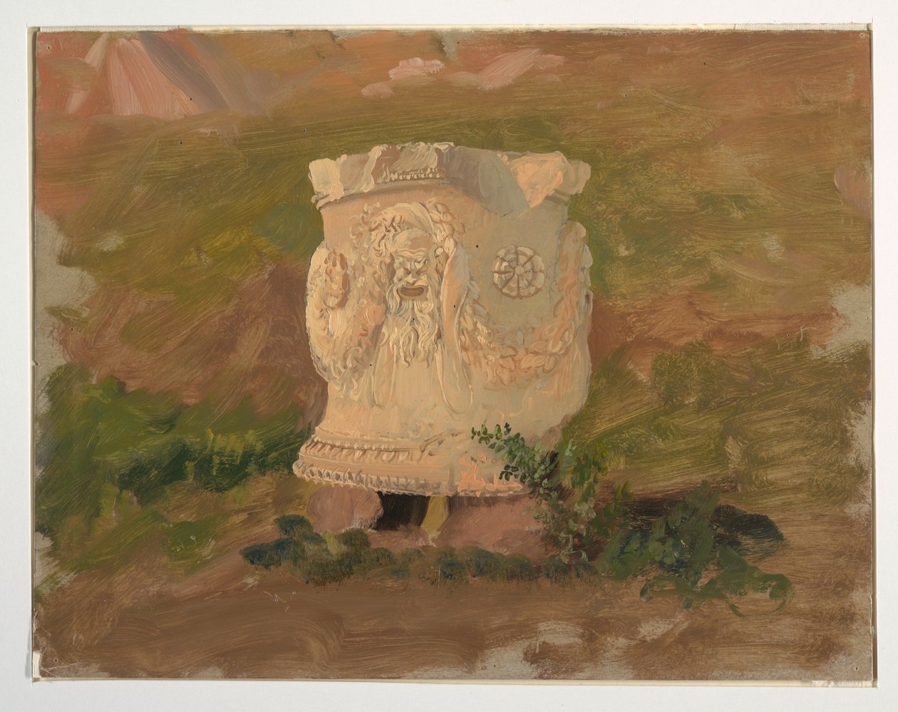 Desenho, Atenas, escultura no teatro de Dionísio, abril de 1869 de Frederic Edwin Church