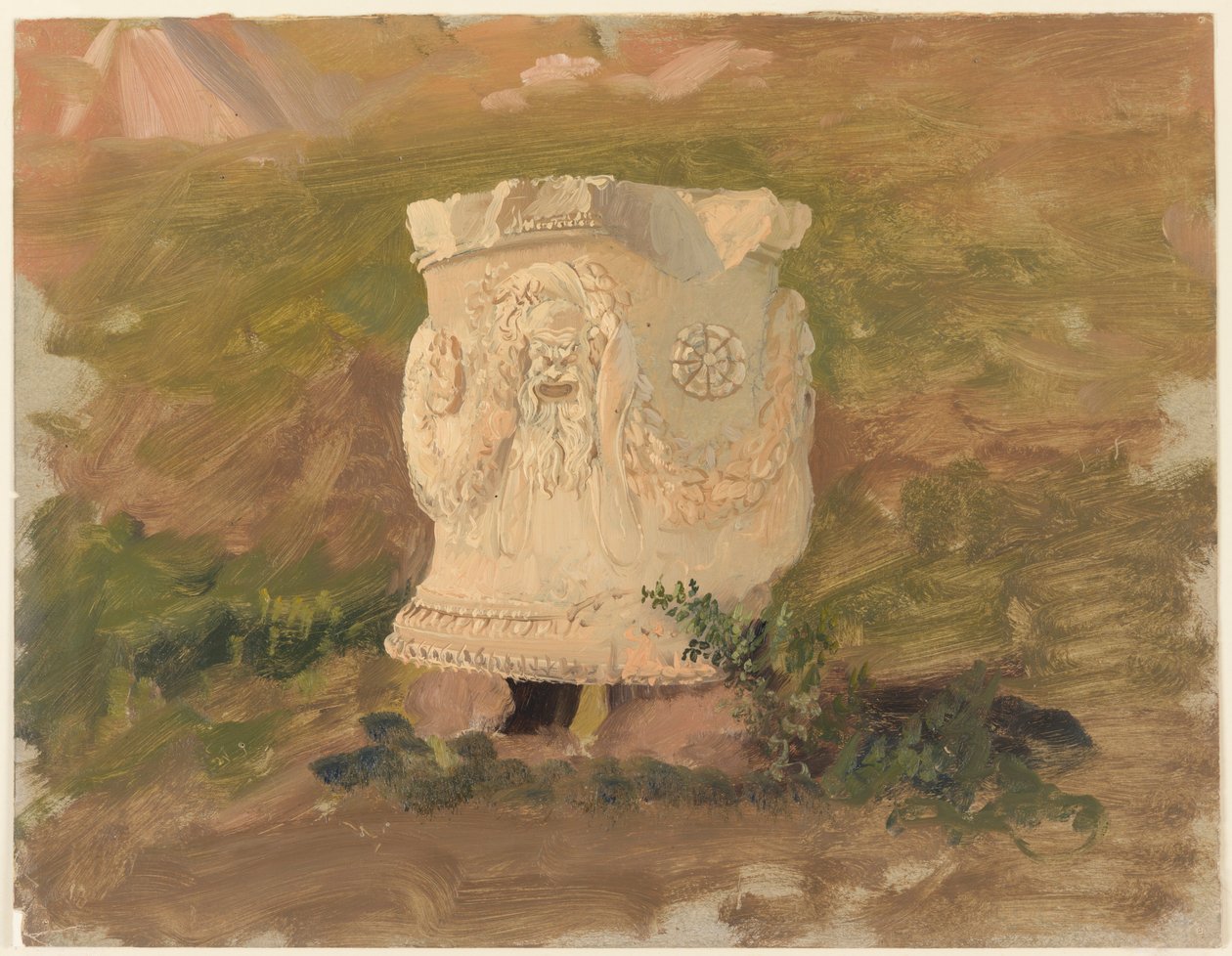 Desenho, Atenas, escultura no teatro de Dionísio, abril de 1869 de Frederic Edwin Church