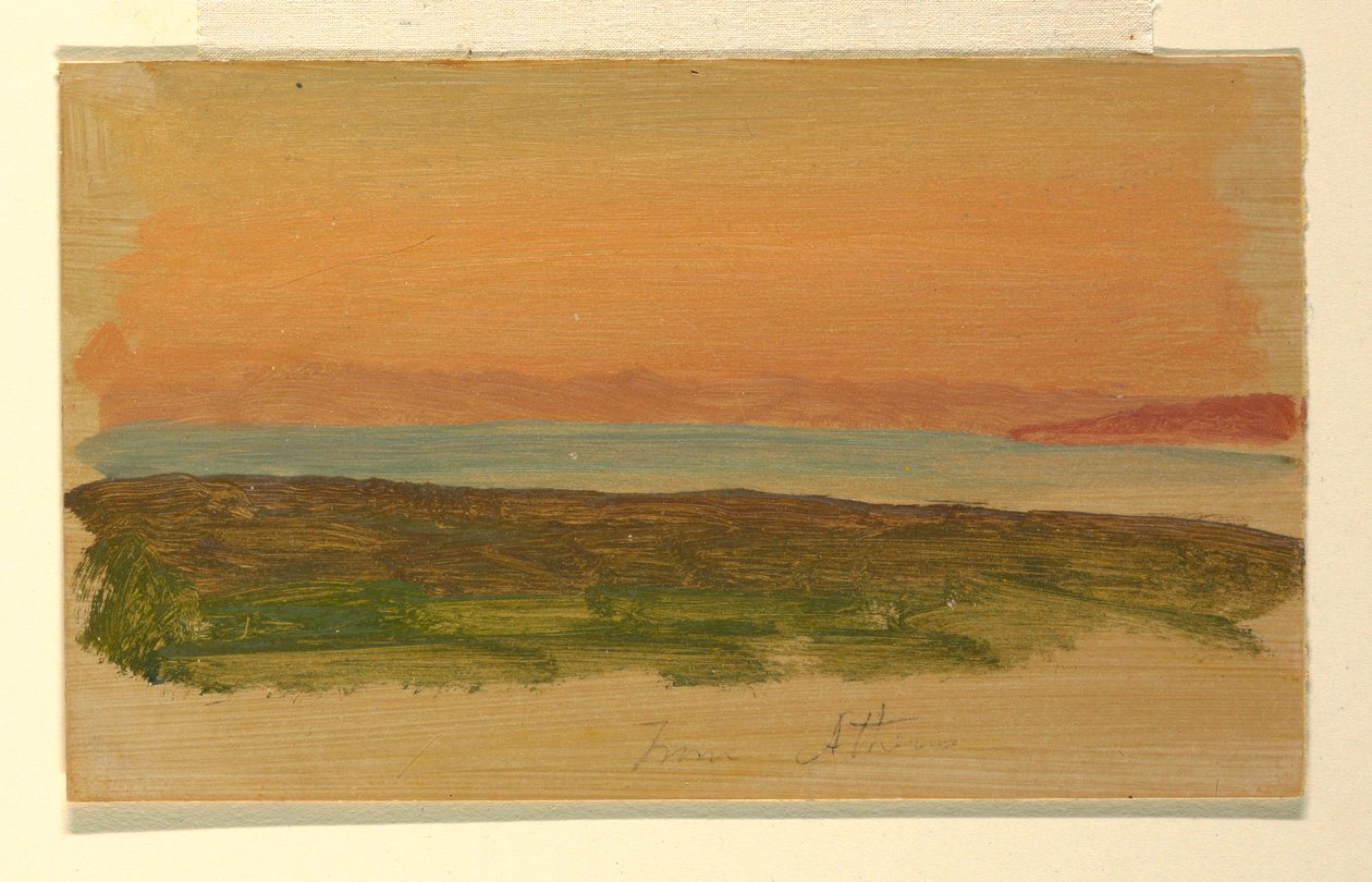 Desenho, Atenas, vista do mar, abril de 1869 de Frederic Edwin Church
