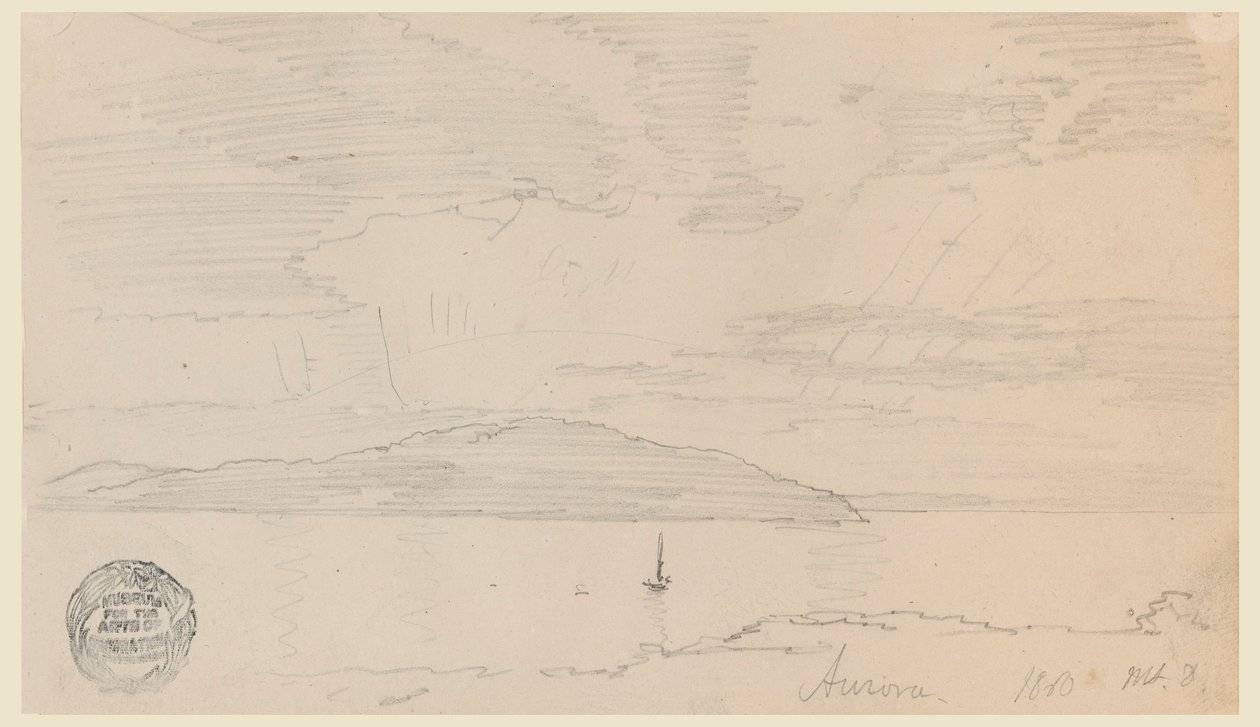 Desenho, Aurora, Ilha do Monte Deserto, setembro de 1860 de Frederic Edwin Church