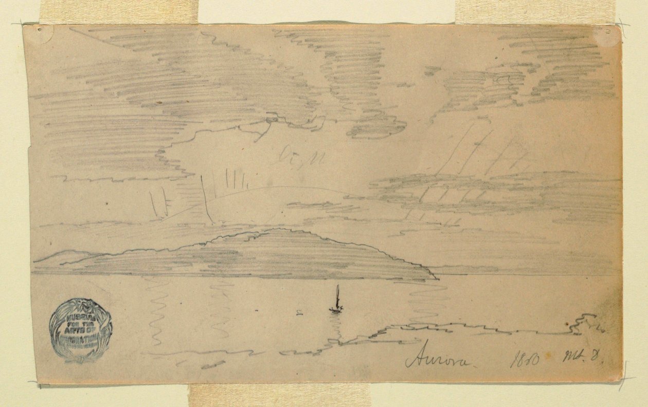 Desenho, Aurora, Ilha do Monte Deserto, setembro de 1860 de Frederic Edwin Church