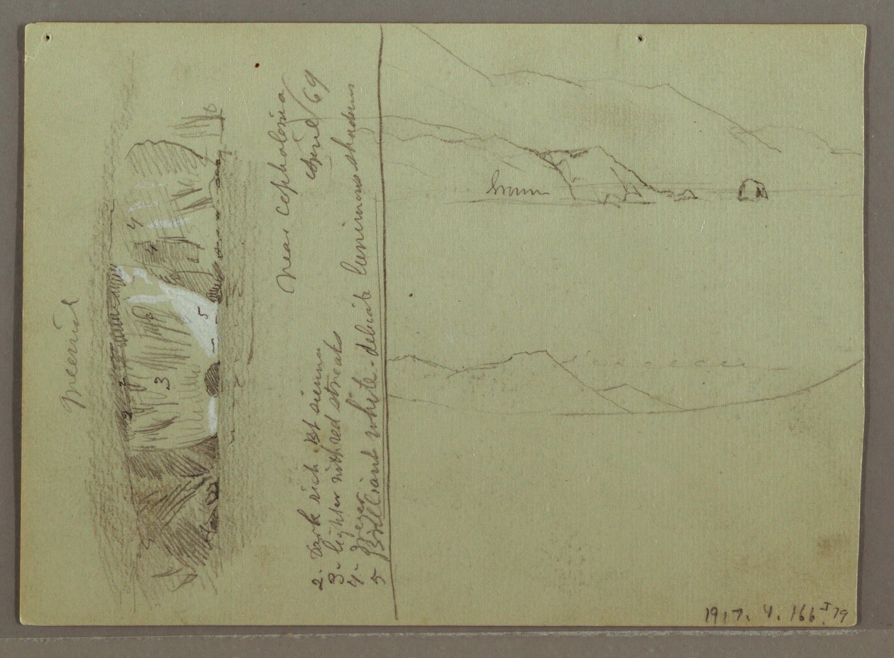 Desenho, Colina Nua, Acrópole de Corinto, Grécia, abril de 1869 de Frederic Edwin Church