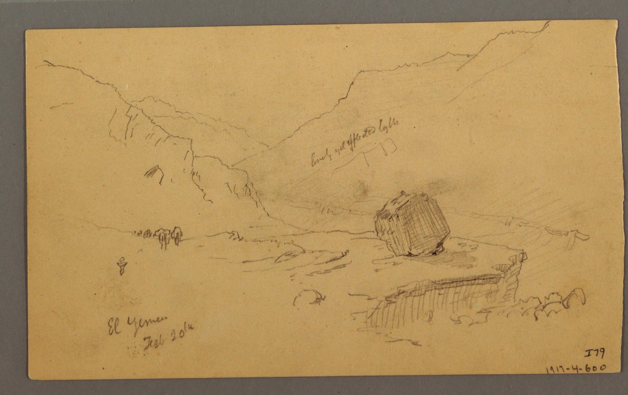 Desenho, Baía com casas, montanhas por trás, janeiro de 1868 de Frederic Edwin Church