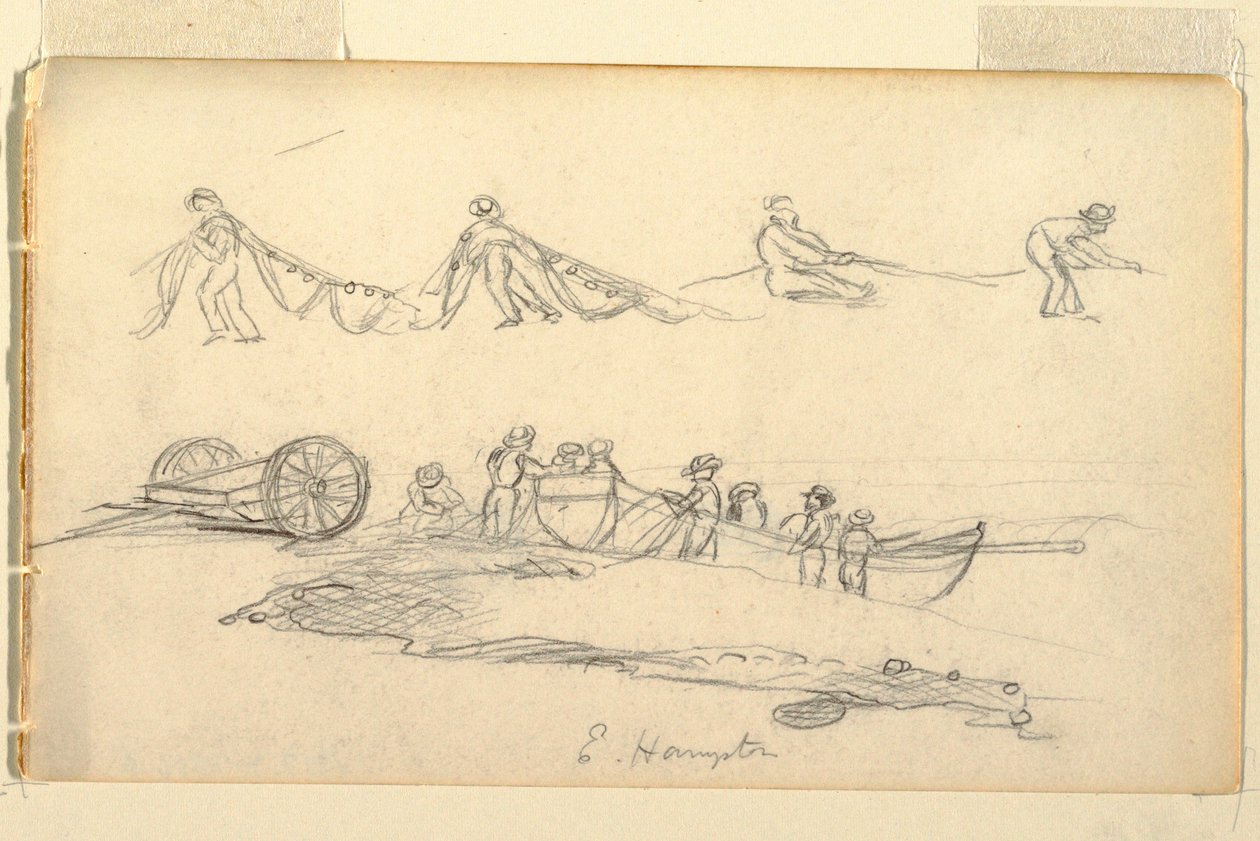 Desenho, Barco com mulher e crianças, julho-agosto de 1858 de Frederic Edwin Church