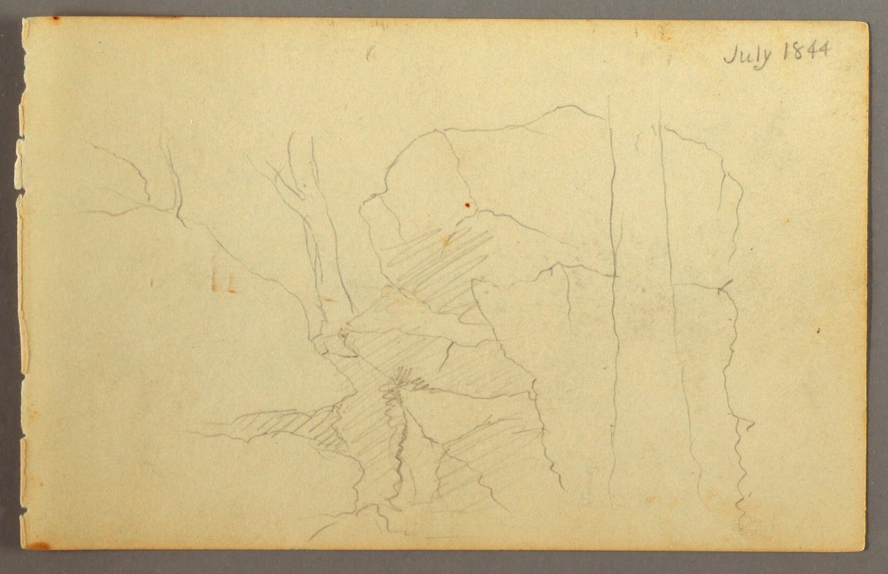 Desenho, Pedregulhos entre árvores, 1844 de Frederic Edwin Church